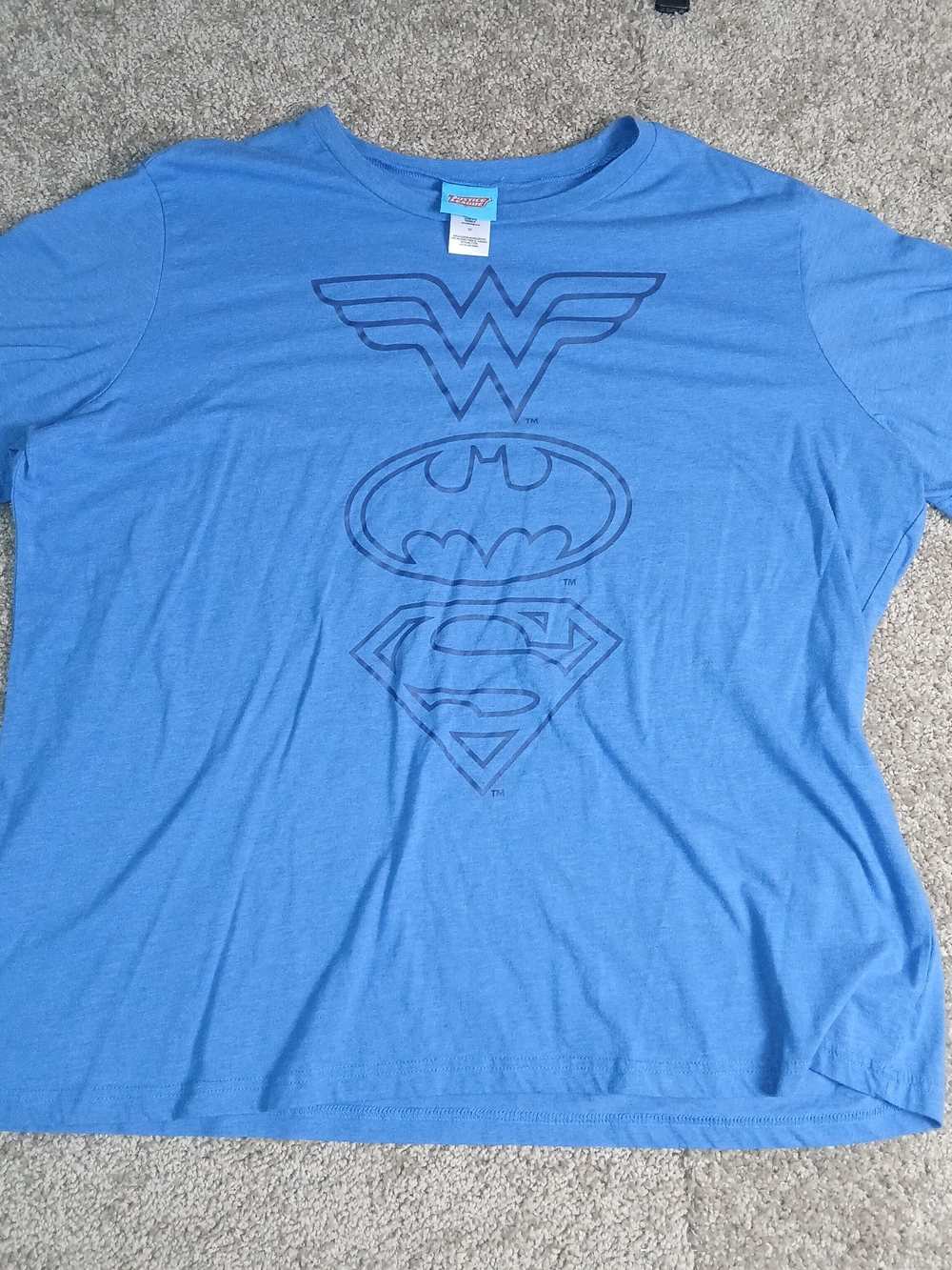 Justice League Shirt Women Batman Superman Logo Blue Short Sleeve T-Shirt - 3X